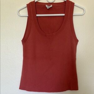 Calvin Klein Fitted Coral Ribbed Tank Top